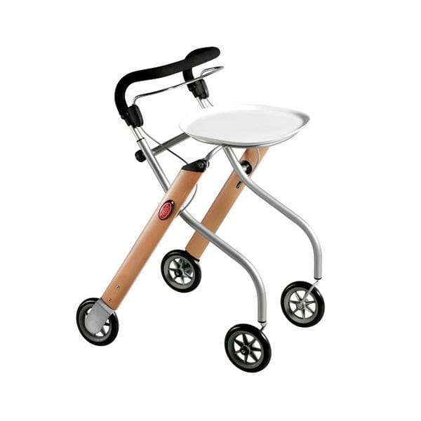 Trust Care Let's Go Indoor Rollator in beech wood-effect finish with removable tray and bag
