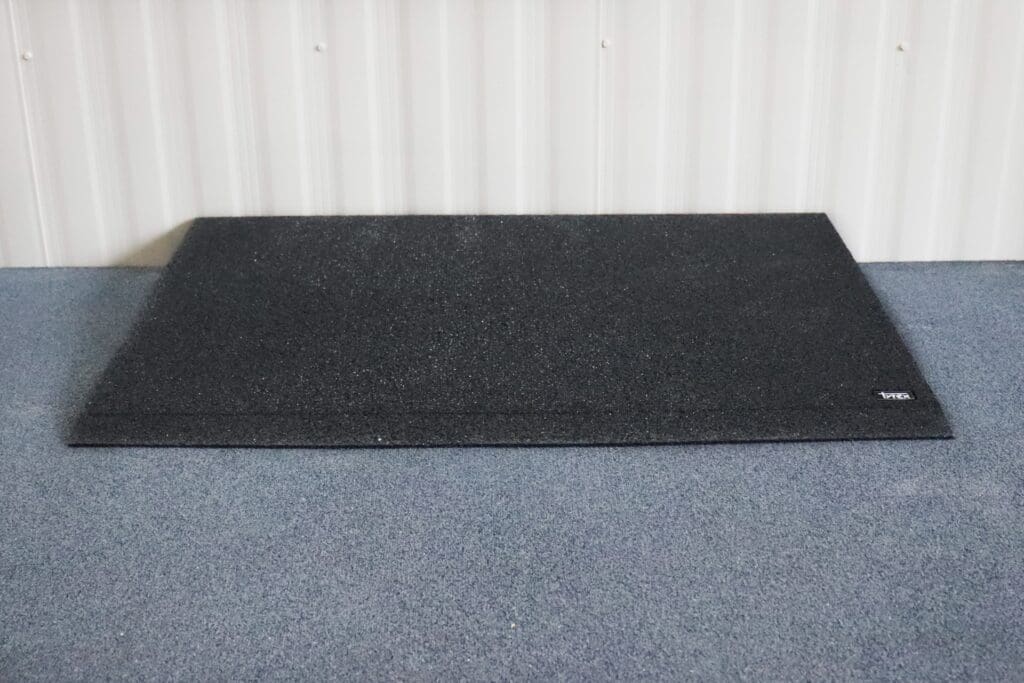 Tyrex black recycled rubber threshold ramp, 50 mm rise, 1:10 gradient, 900 mm wide
