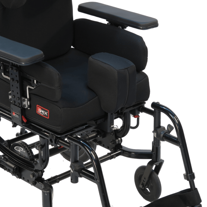 Spex Standard Medial Thigh Support with Swing-Down Lift-Off Hardware