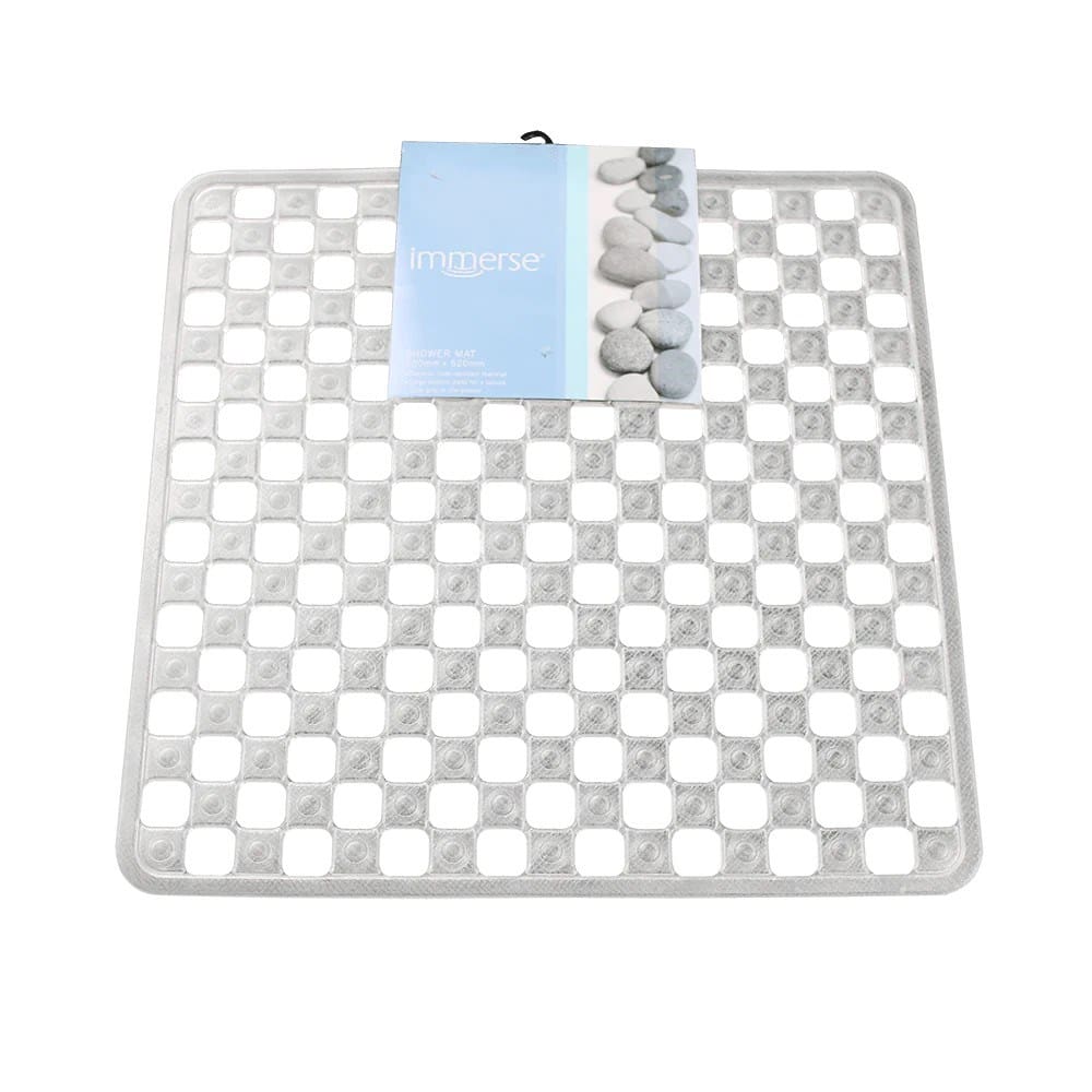 Slip Resistant Clear Rubber Shower Mat 520 x 520 mm