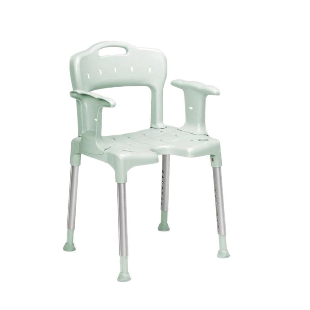 Etac Swift grey height adjustable shower chair with backrest and arm supports