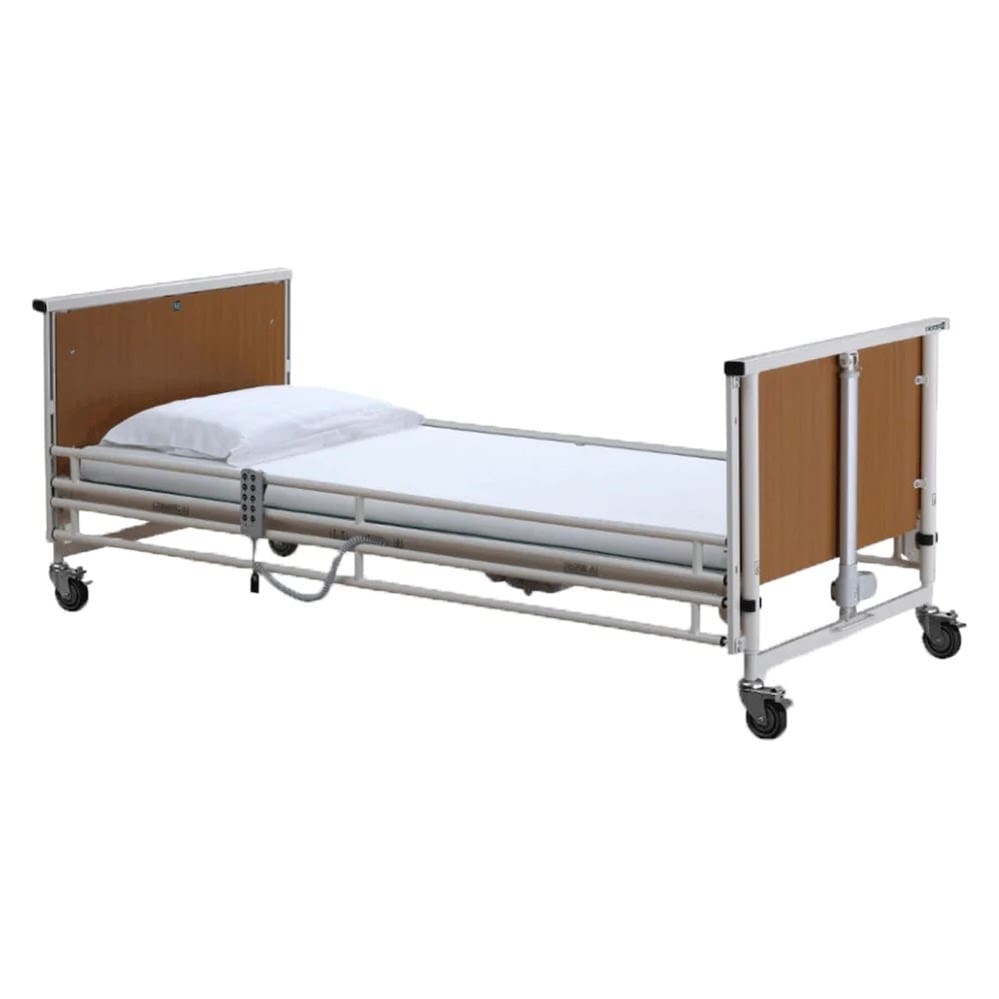 KDee II Healthcare Bed, Open bed ends, Dewert electronics, Beech Head & Foot Boards