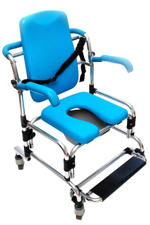 Mobile Shower Commode, PU Foam Backrest/Seat/Arms, Aluminium Frame, 150kg SWL