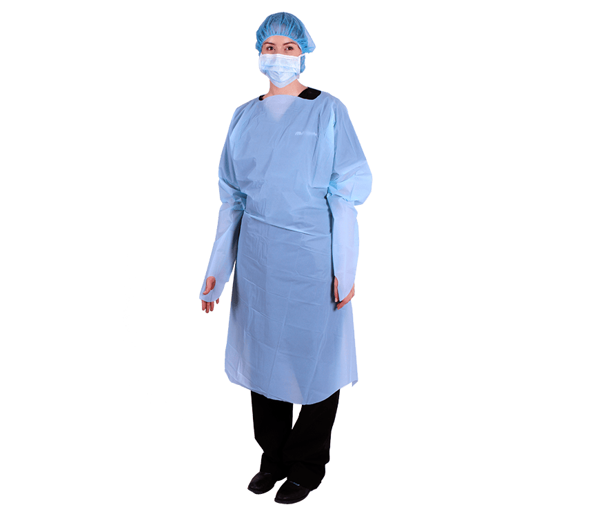 Gown Thumbs Up, Polyethylene Reg Blue, Pk75