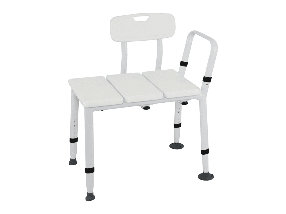 Freedom heavy duty aluminium bath transfer bench with backrest, armrests and suction tips