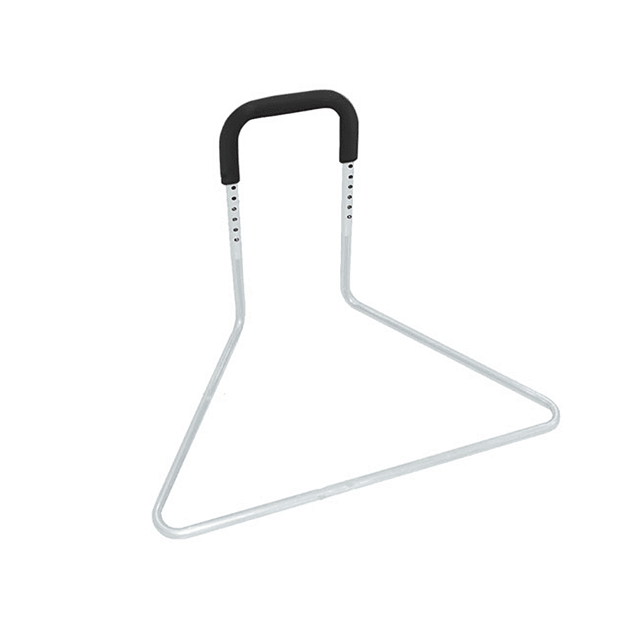 Freedom height adjustable bed grab bar with padded grip and under mattress base plate