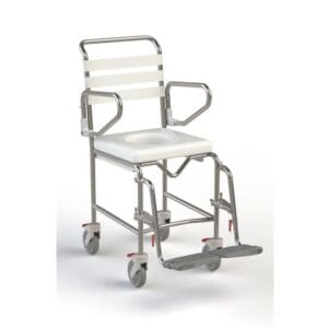 K Care Attendant Propelled Shower Commode with Swingaway Footrests