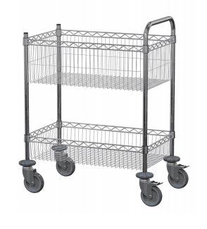 Chrome Mesh/Wire Mail Basket Trolley, 460 x 760 x 1020mmH