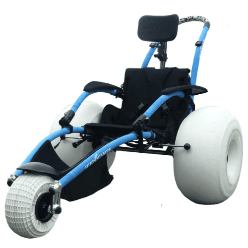 Hippocampe Beach Wheelchair, Includes Headrest, Armrests, Brakes, Harness and Transport Bag