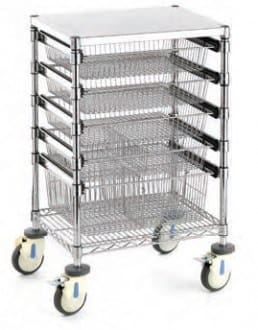 Sliding Basket Trolley, Rapini, Small with Stainless Steel Top