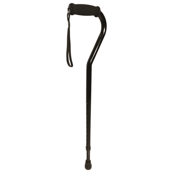 Red Gum Walking Stick, Offset Straight Handle, 765-990mm, SWL 100Kg, Black/Brown