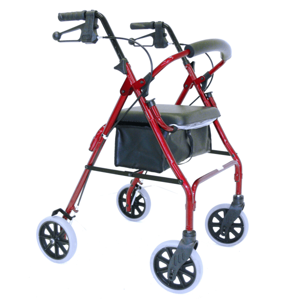 Red Gum Tall Alum Walker, 8" Wheels, Red