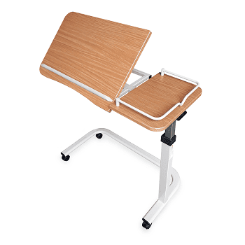 Red Gum Over Chair / Bed Table, Beech Finish Top, Positive Locking Top, Fits Around Lift Chair Base