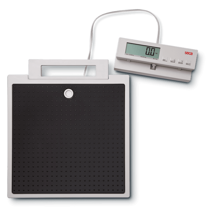 seca 869 Flat scale, electronic, 250 kg/550 lbs with cable remote control