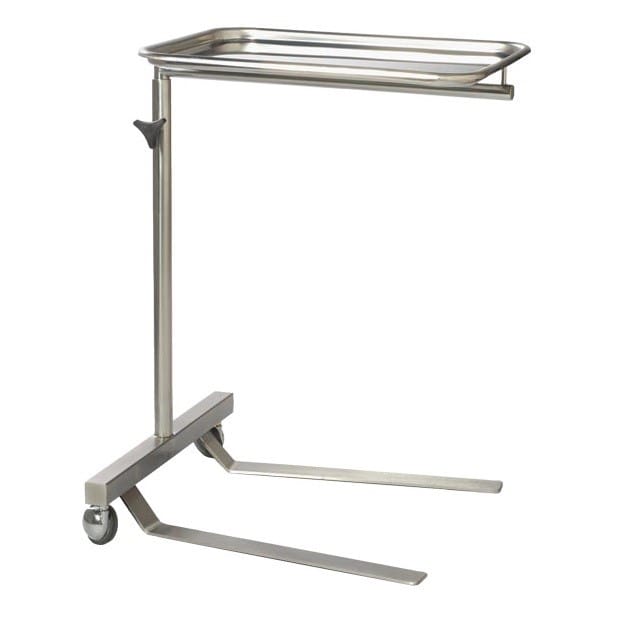 Axis Health stainless steel Mayo instrument table with two leg base and castors
