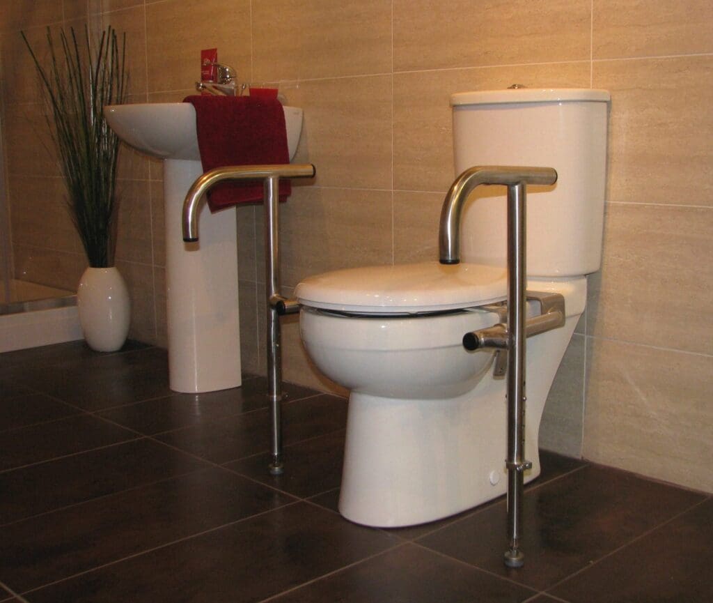 Throne Bariatric Toilet Rail, Polished Stainless Steel